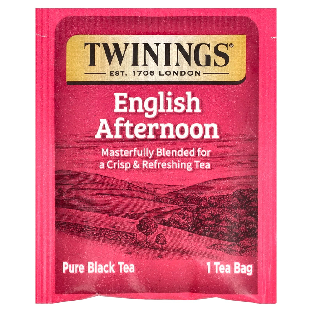 Twinings, Чистый черный чай, английский полдник, 20 чайных пакетиков, 40 г (1,41 унции)