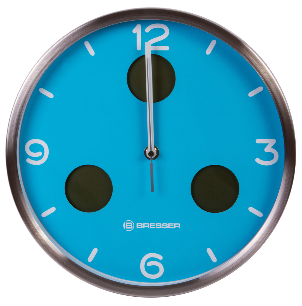 Часы настенные Bresser MyTime io NX Thermo/Hygro, 30 см, голубые