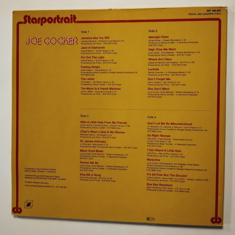 Винтажная виниловая пластинка LP Joe Cocker Starportrait 2LP (Germany 1980)