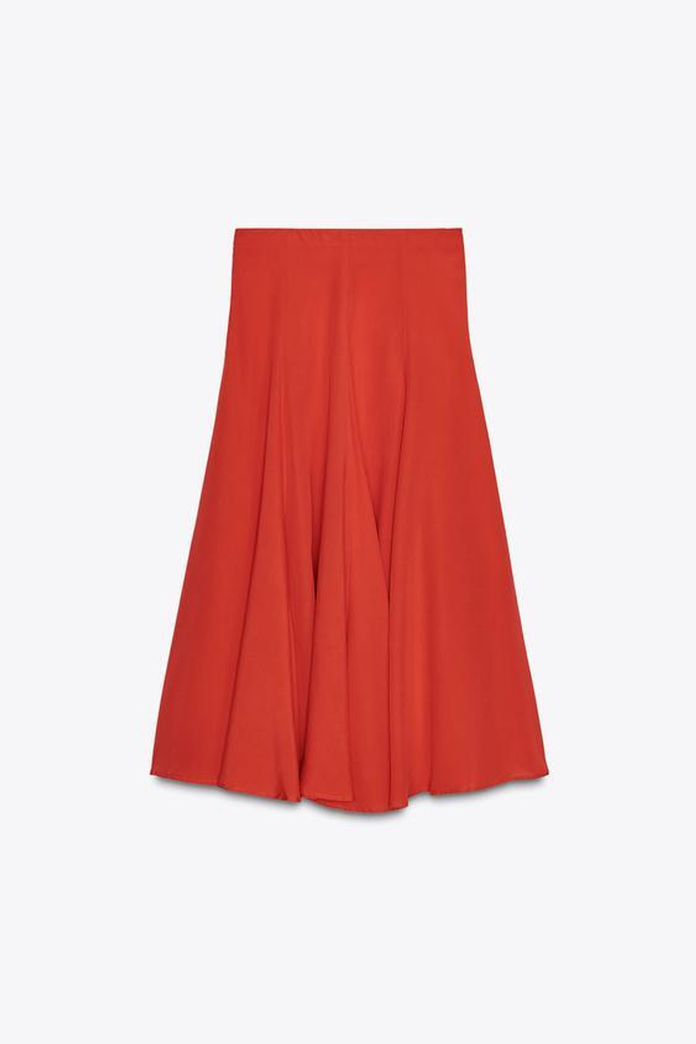 ZARA ДЛИННАЯ ЮБКА КЛЕШ, КОРАЛЛОВО-КРАСНЫЙ