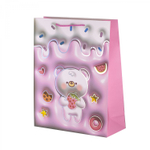 Пакет подарочный бумажный Alingar, (L+) 26х32х10 см, вертикальный, "Милые мишки", матов. ламинация, тиснение голография, эффект 3D, ассорти