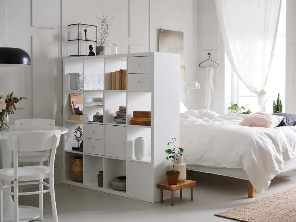 Стеллаж 16 ячеек с ящиками - IKEA KALLAX, 147х147 см, белый, КАЛЛАКС ИКЕА