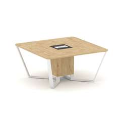 Steel Meet Стол переговорный квадратный KMK-PR.B.SP-08 Тиквуд Светлый/Графит Глянец/Металл Белый 160