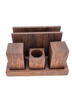 Набор для специй из дуба "Рустик", 3 предмета+салфетница, PPwood