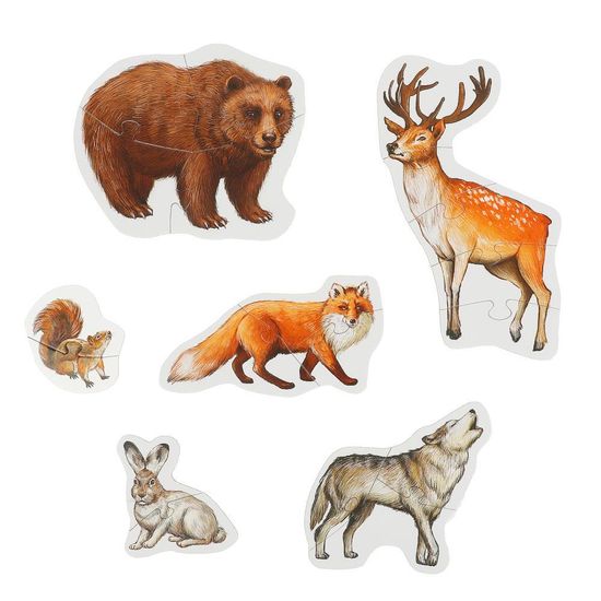 Макси-пазлы. Лесные животные. 6 пазлов.  150х180х40 мм. Умные игры