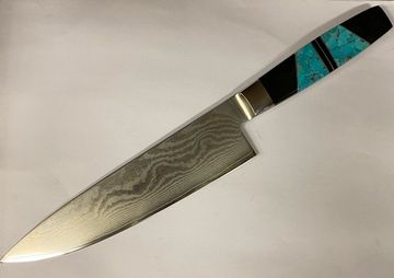 Кухонный нож Santa Fe SF/DJS37 с клинком из стали Damascus, рукоять дерево