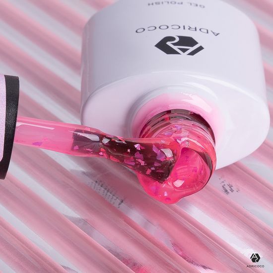 Неоновый гель-лак Marmelado с разноцветной слюдой No1 розовое конфетти, ADRICOCO, 8 мл
