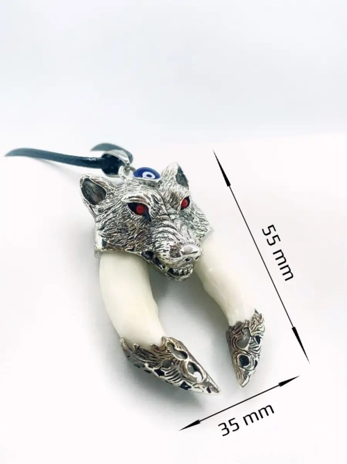 Защитный магический кулон амулет с настоящими Клыками Волка