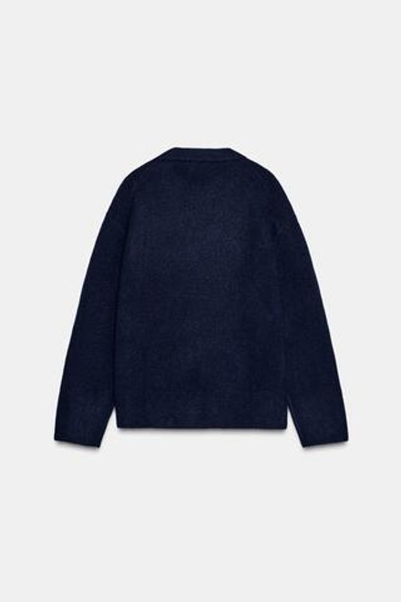 ZARA ОДНОТОННЫЙ СВИТЕР, МОРСКОЙ СИНИЙ