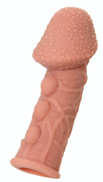 Насадка на фаллос с пузыриками, венками и ребристостью Extreme Sleeve 009 M-size - 14,7 см. (Цвет: телесный)