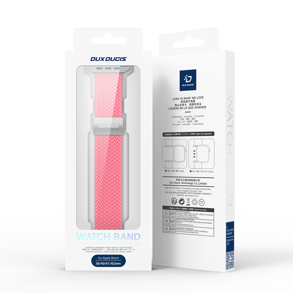 Эластичный ремешок розового цвета (Hot Pink) для смарт часов Apple Watch размером 38, 40, 41 и 42MM, серия Mixture Ultra Series от Dux Ducis