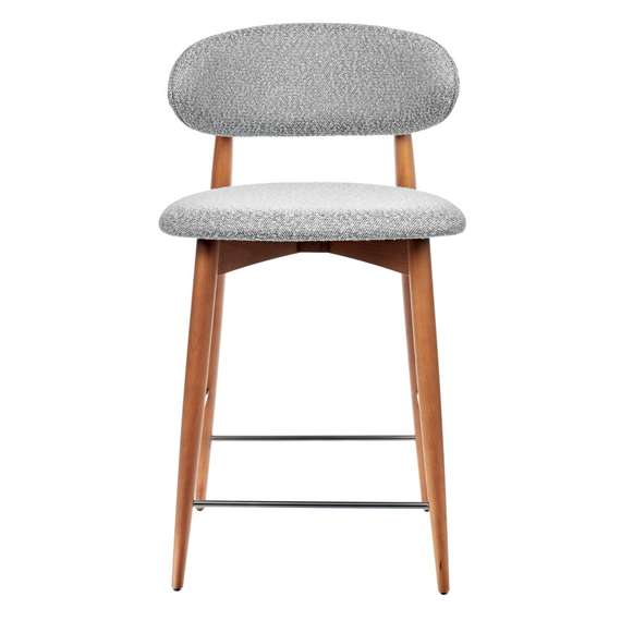 Полубарный стул Mod, светло-серое букле, ножки цвета орех