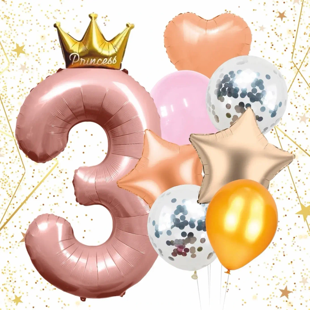 Набор шаров 8 шт «3 - Prince», розовый (цирфа + 7 шаров)