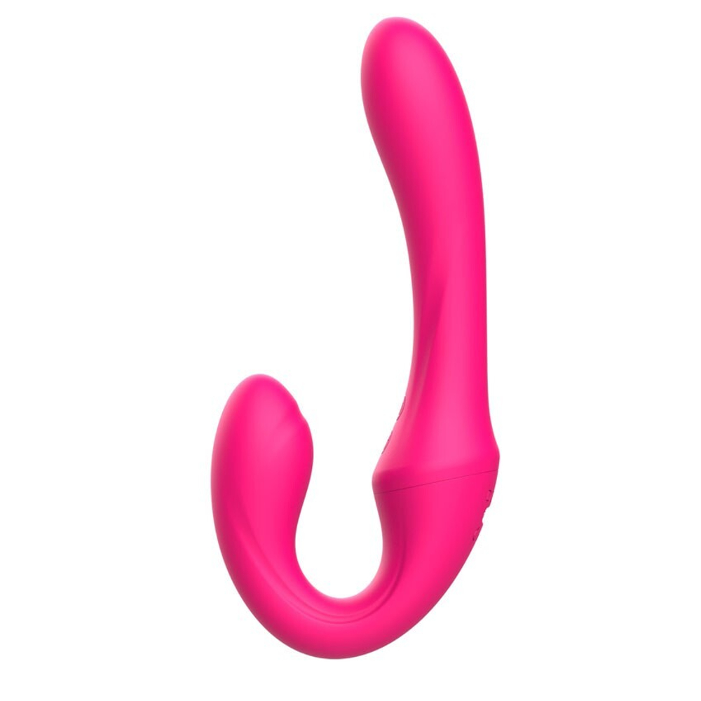 Розовый вибратор с клиторальным отростком и пультом ДУ- 19,6 см. (Цвет: розовый)