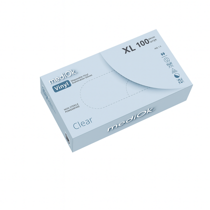 Перчатки виниловые MediOk ПРОЗРАЧНЫЕ, ХL, 50 пар в упаковке