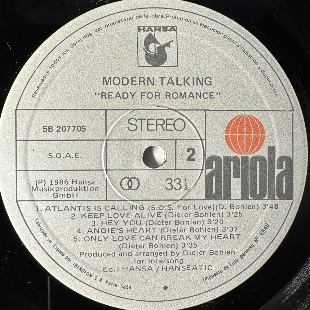 Modern Talking ‎– Ready For Romance - The 3rd Album (Испания 1986г.)