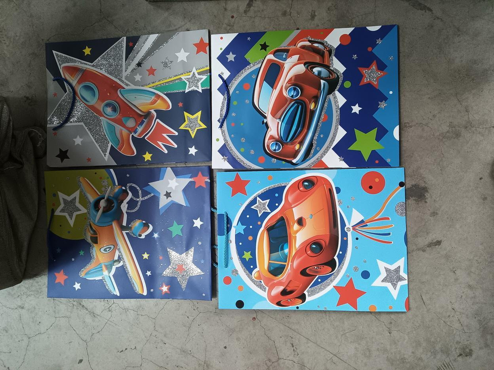 Пакет подарочный "Для мальчиков" 44*31*12см,с глитт,ручки-шнурок,4 диз.