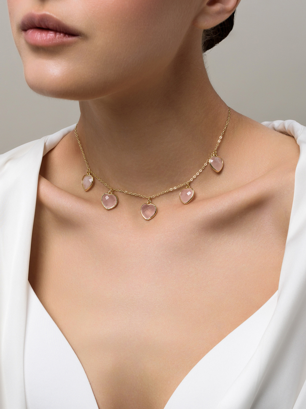 Чокер "Amour" с розовым кварцем Gold