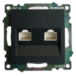Розетка компьютерная 2-местная RJ-45 (механизм) ,STEKKER ,GLS00-7109-05, серия Катрин, черный 50007
