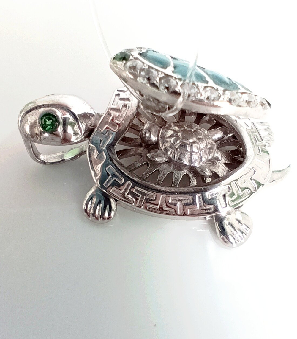 Подвеска "Эстерелла", серебро 925*, родирование, фианиты, эмаль/Ф