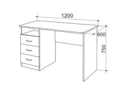 Стол компьютерный «Галерея» 1200, фасад: париж (ясень шимо тёмный/крем), ЛДСП 16 мм, Мебельсон