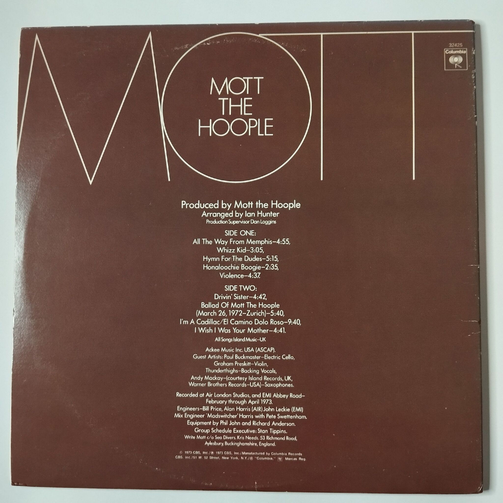 Винтажная виниловая пластинка LP Mott The Hoople (USA 1973)