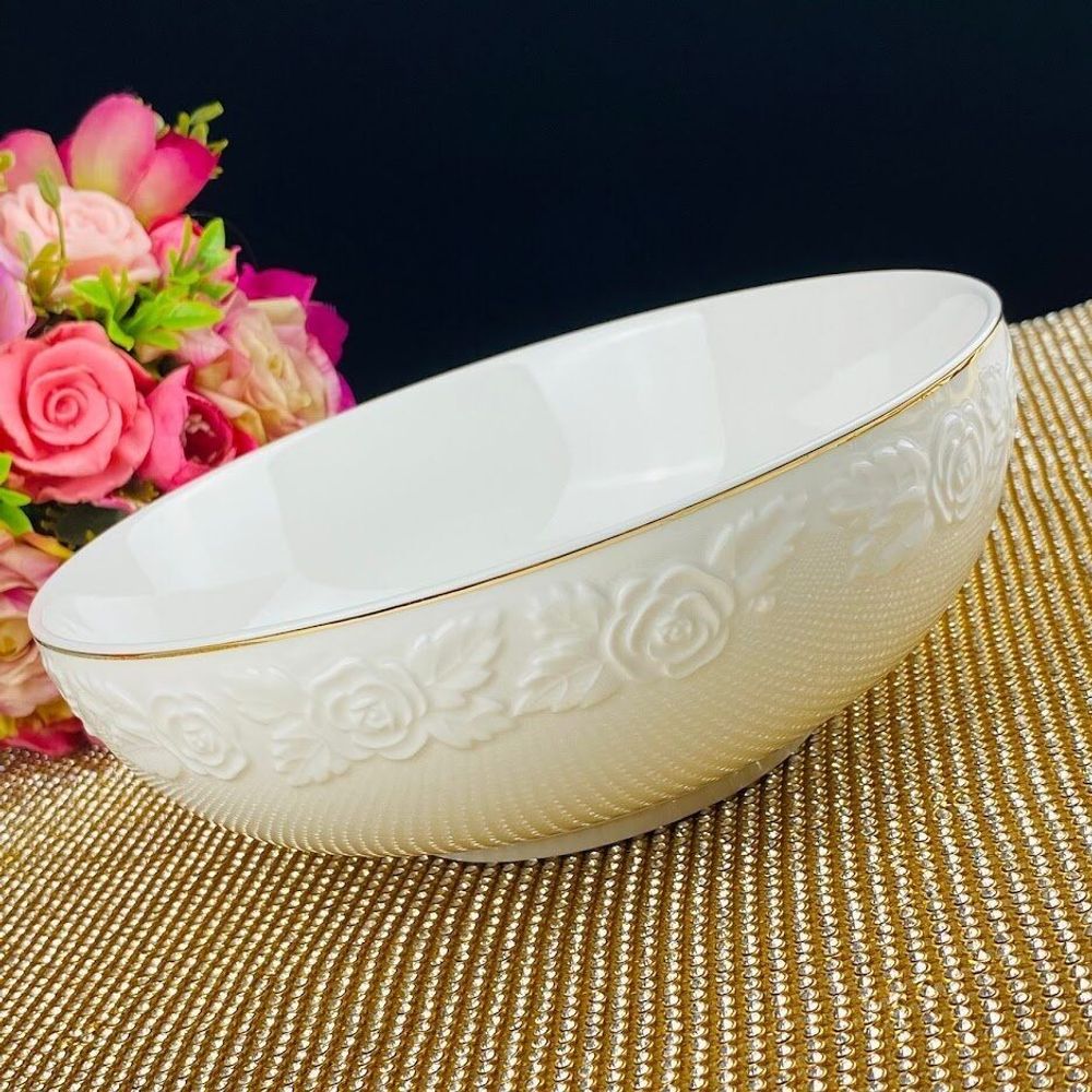 Lenardi 109-188 Салатник 18см БЕЛАЯ РОЗА в под.уп.(х24)Фарфор