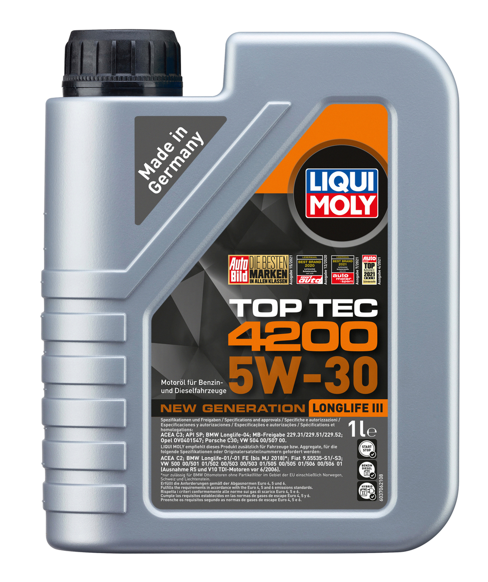 Масло Liqui Moly Top Tec 4200 5W30 SP C3 (1л) синтетика для VW Group