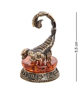 AM-2737 Фигурка «Знак зодиака-Скорпион» (латунь, янтарь)