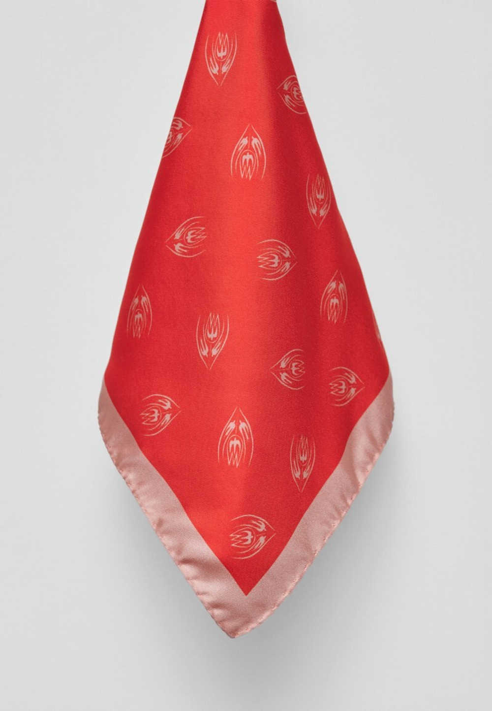 Шелковый платок Ласточка и тюльпан RED/BEIGE 45x45
