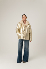 Двусторонняя золотая шуба-дублёнка