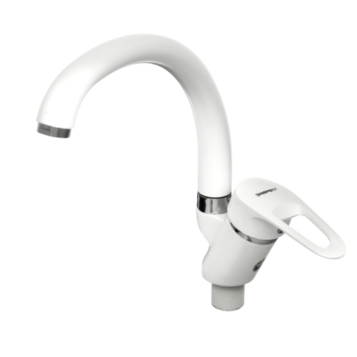 67-6-014 Смеситель Эверест однорычажный для кухни, гайка, белый,керам. картридж 40мм, B59-0267