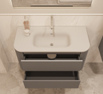 База под раковину Alto 1000 подвесная, 2 выкатных ящика soft close, светло-серый матовый