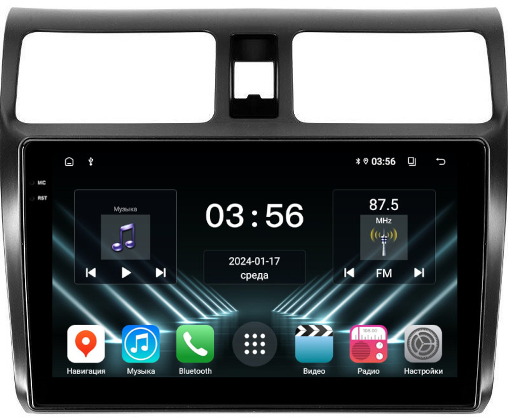 Магнитола для Suzuki Swift 3 2004-2010 - FarCar DX3056M монитор 10.36" IPS на Android 13, 4+64Гб, CarPlay