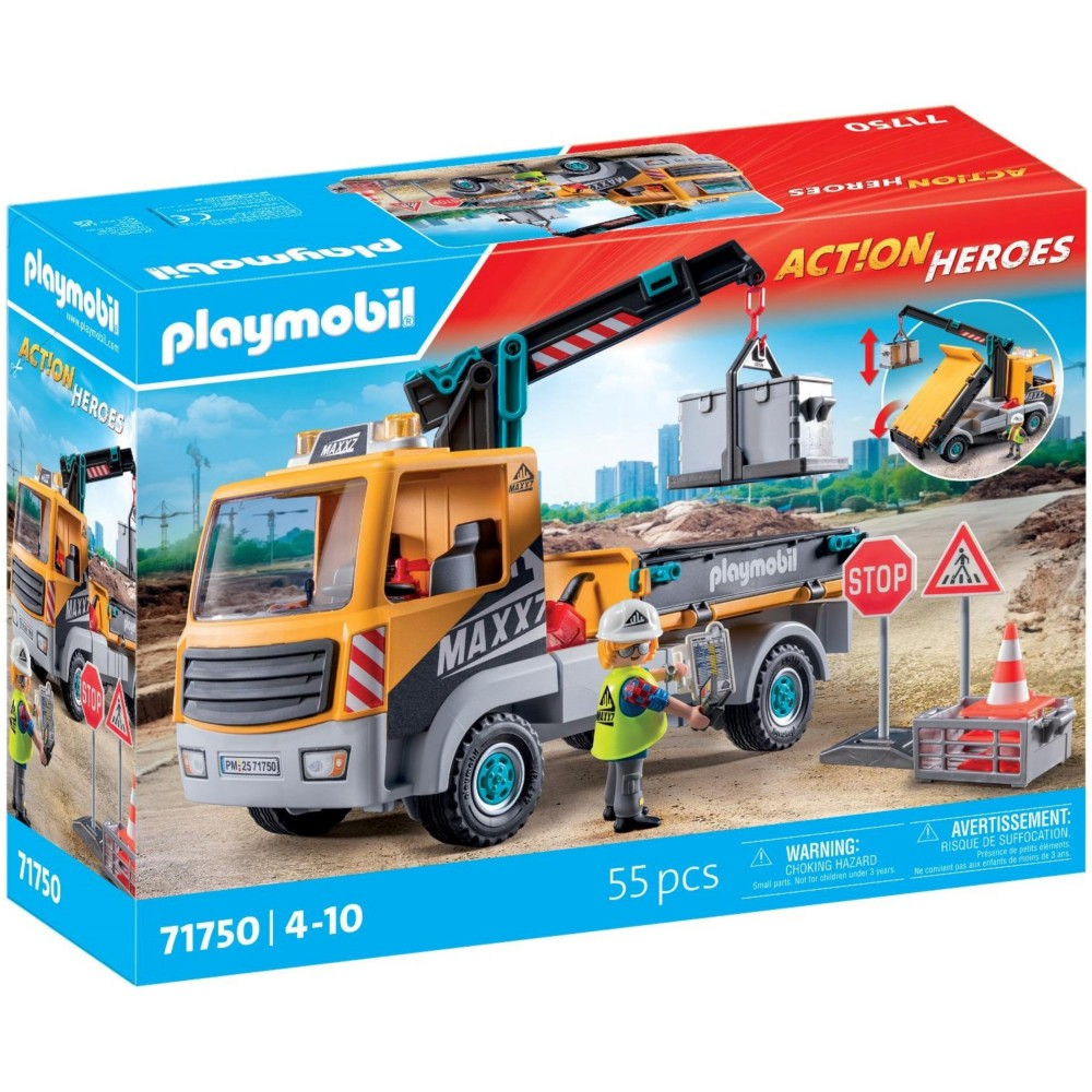Playmobil Action Heroes 71750 Строительный грузовик с краном 55 деталей — фото 1