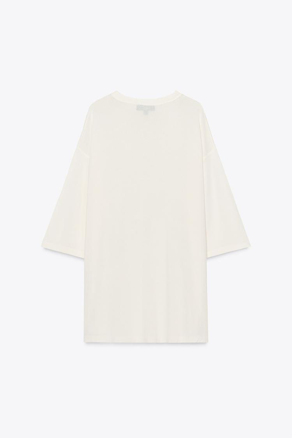 ZARA ТРИКОТАЖНЫЙ ТОП ОВЕРСАЙЗ, ЭКРЮ