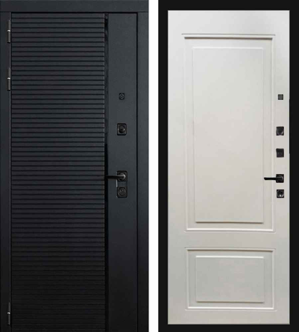 Входная дверь в квартиру Лекс Гранд черный кварц / №122 Белый матовый (белый матовый, без текстуры)