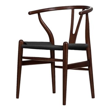 Стул Wishbone орех с черным сиденьем