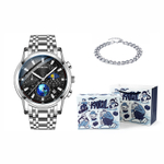 KANGOL Trendy Era Iron Heart Black Warrior Quartz Movement Stainless Steel Watchband Watch Men"s Watches