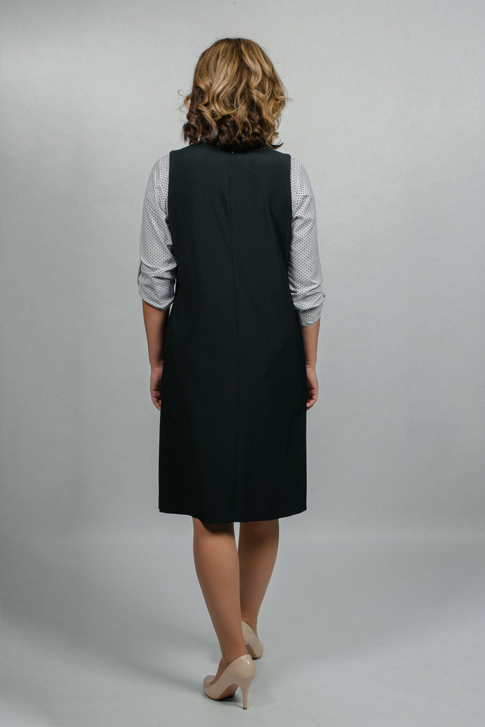 Офисный сарафан 1637А, Тёмно тёмно син #70ТТСи081637А