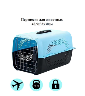 HP-A01 Авиа переноска для домашних животных Чистый котик 48,5х32х30см голубой