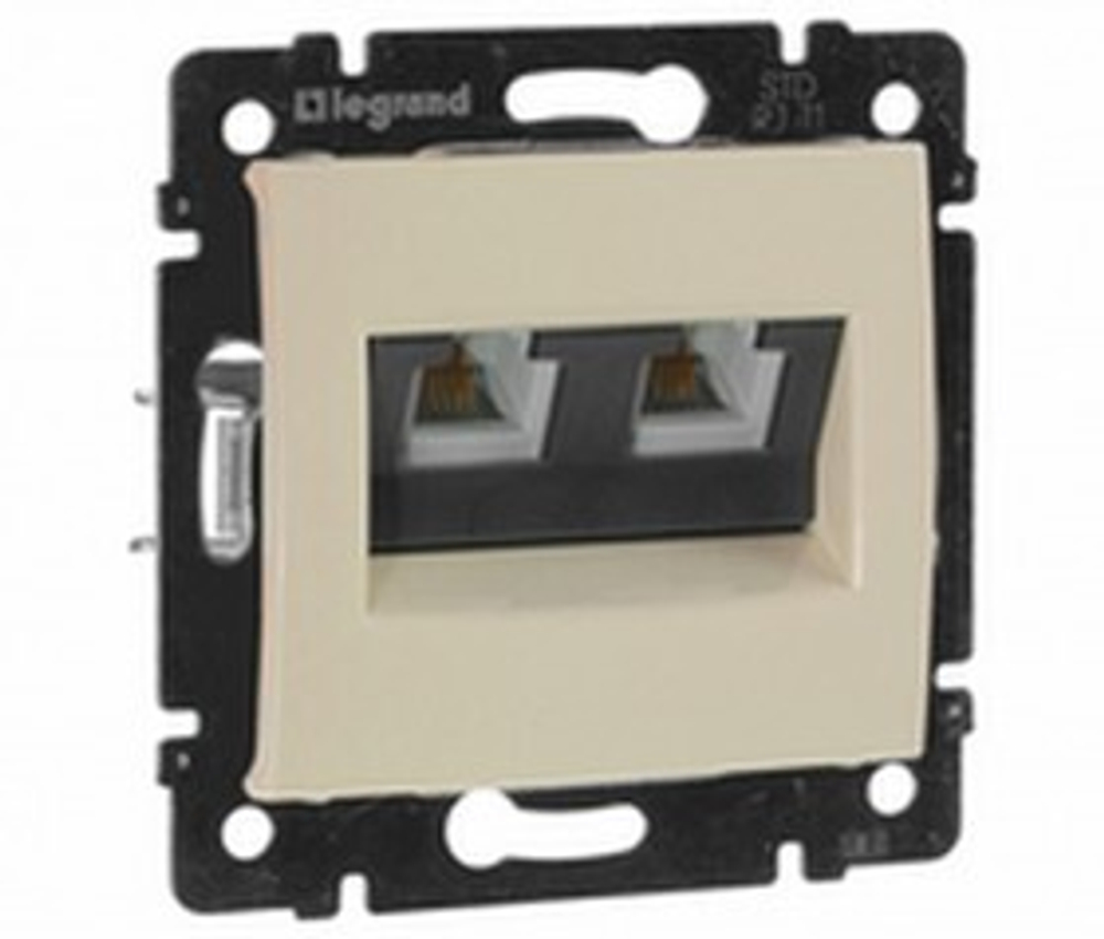 Розетка телефонная 2-м RJ-11 4 контакт. механизм сл. кость VALENA