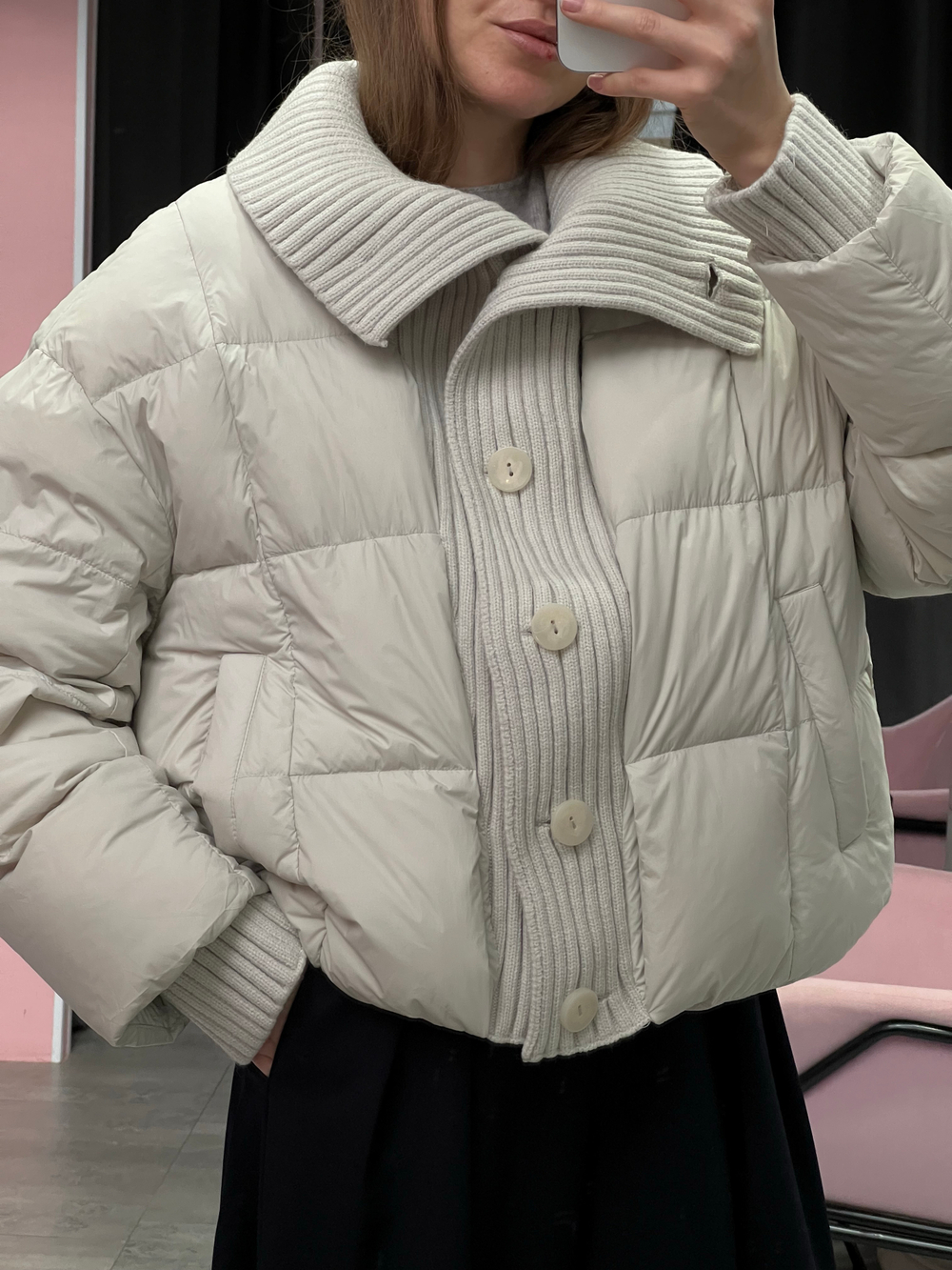 Пуховик Knitty светло-серый