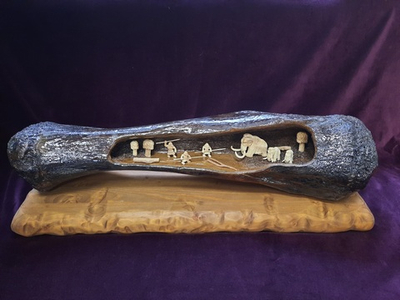 Композиция "Первобытный мир", ископаемая кость, бивень мамонта