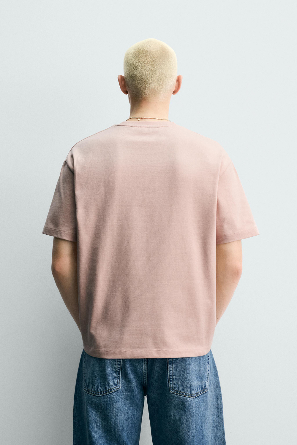 ZARA ФУТБОЛКА RELAXED FIT, ЛИНЯЛЫЙ РОЗОВЫЙ