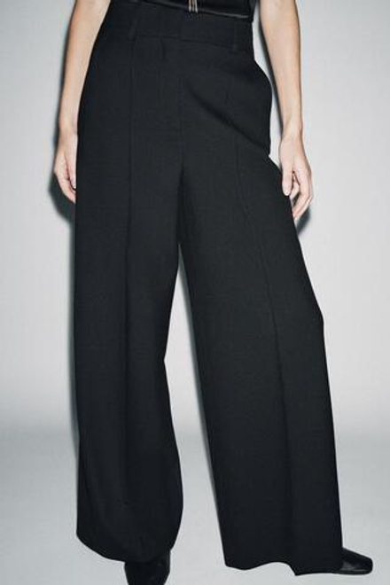 ZARA БРЮКИ WIDE-LEG СО СТРЕЛКАМИ ИЗ СМЕСОВОЙ ШЕРСТИ — ZW COLLECTION LIMITED EDITION, ЧЕРНЫЙ