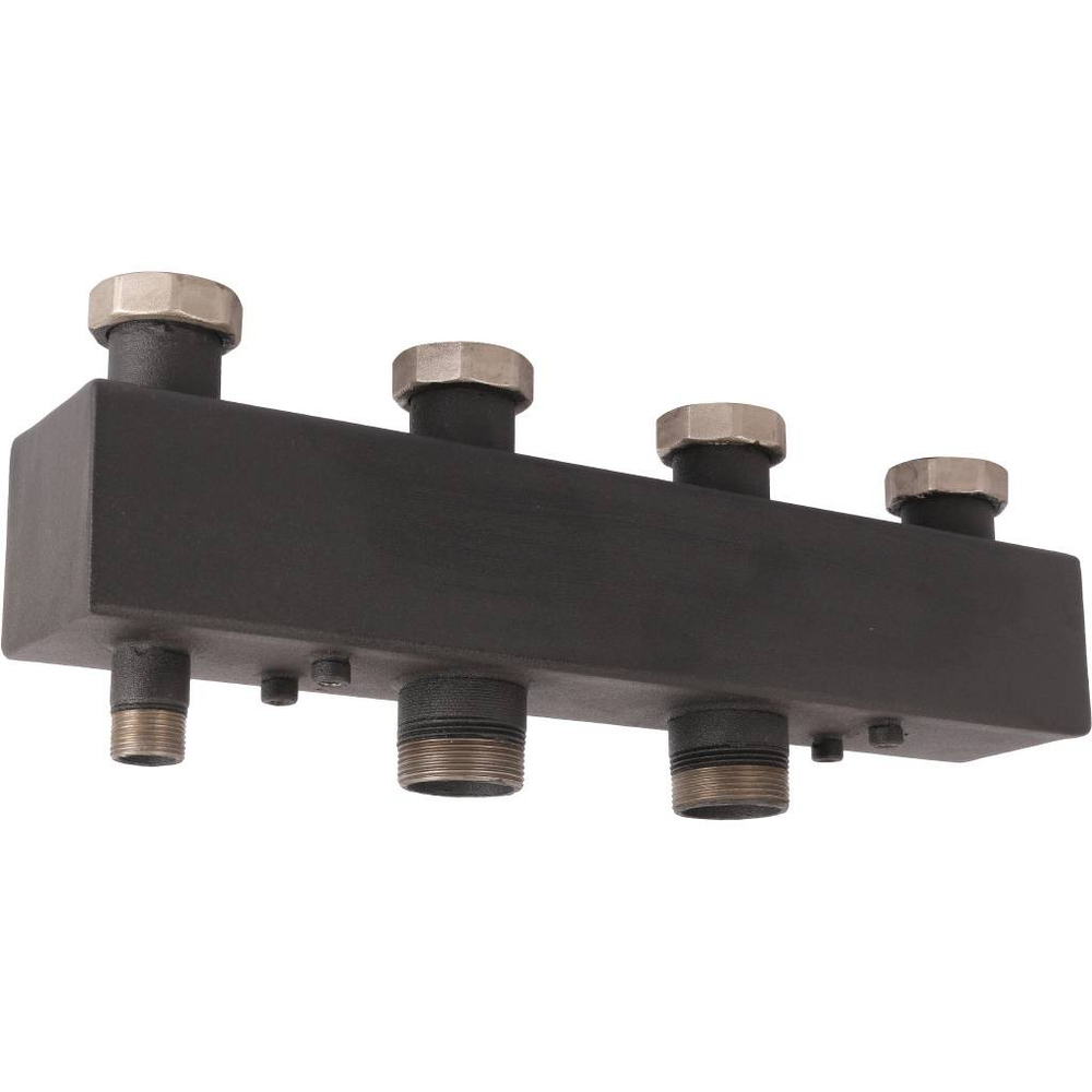Коллектор котельной разводки ROMMER - 1"1/2 НР на 2 контура 1"1/2 НГ (до 85кВт, черная сталь)