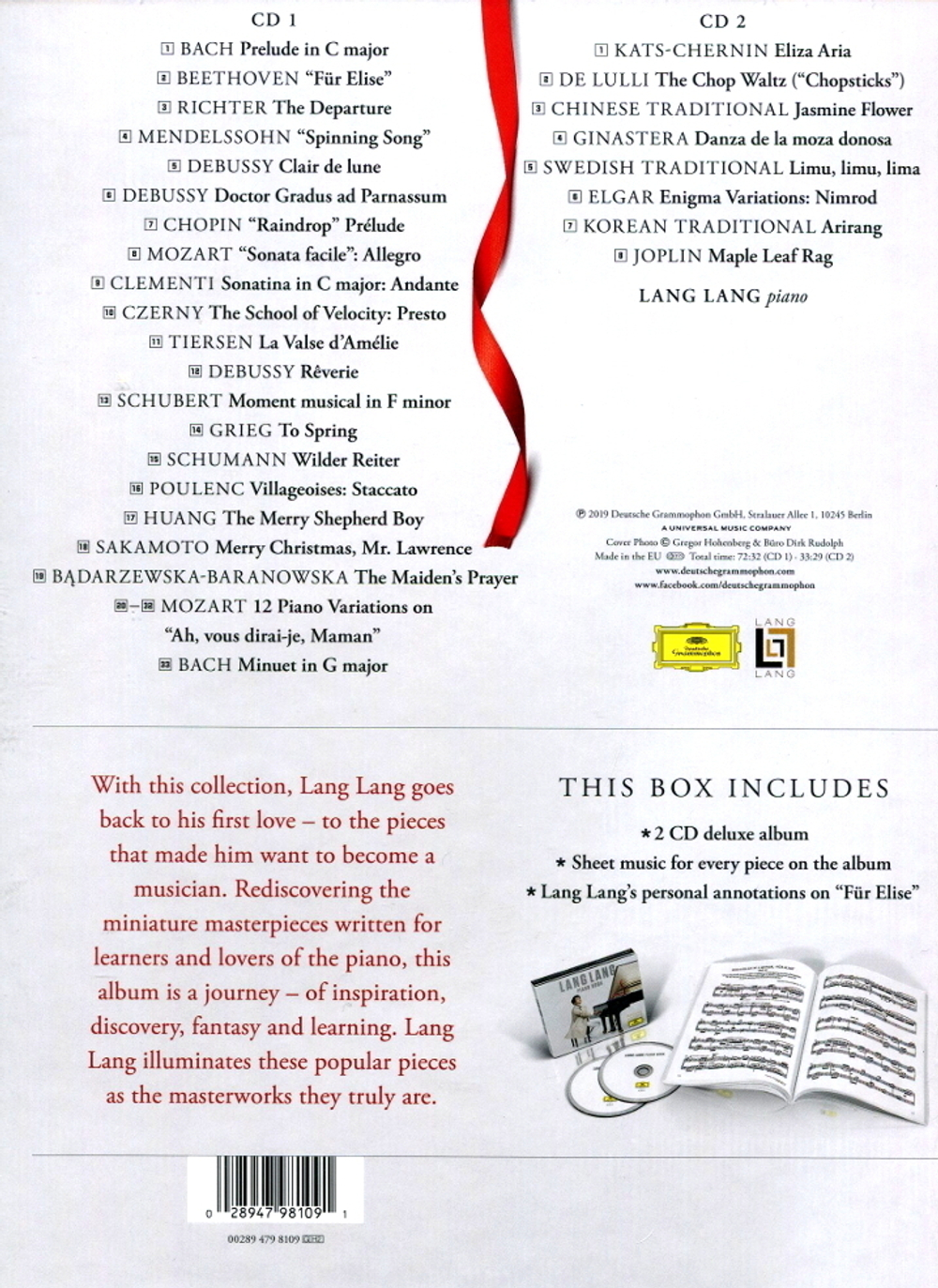 Lang Lang / Piano Book (Limited Score Edition)(2CD)