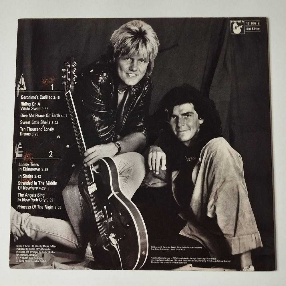 Винтажная виниловая пластинка LP Modern Talking In The Middle Of Nowhere The 4th Album (Germany 1986) (Club Edition) Geronimo's Cadillac