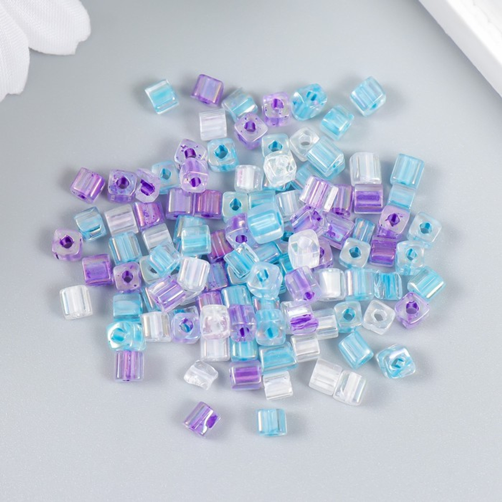 Бисер стекло 6/0 "Кубик. Полупрозрачный. Сиренево-голубой" 10 гр   7998798
